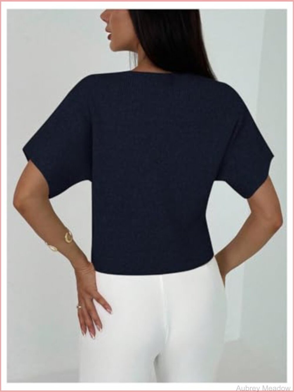 Short Sleeve V-Neck Cardigan Lightweight Knit Office Wear Slim Fit Tops - Picture 3 of 5
